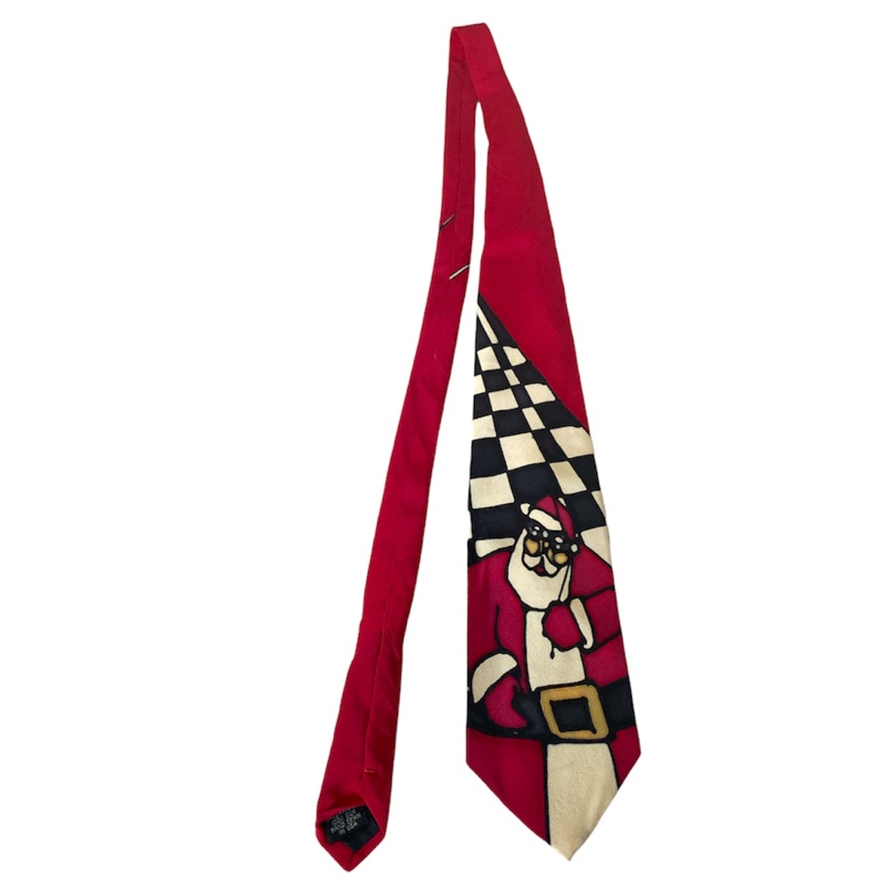 Vintage Robert Daskal Silk Christmas tie hand painted Santa by Laurence branseau